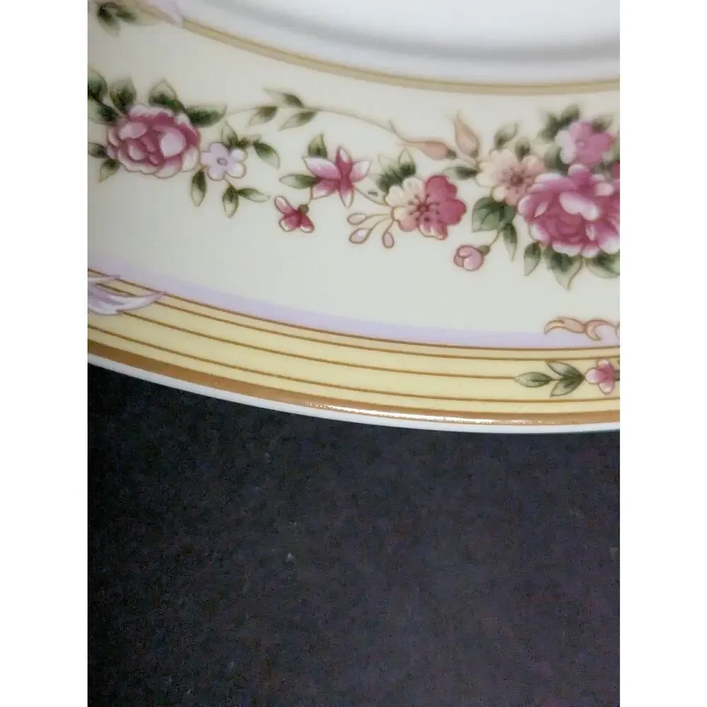 Vintage Lynns Fine China Dinner Plates Set of 3 Floral Gold Trim French Country